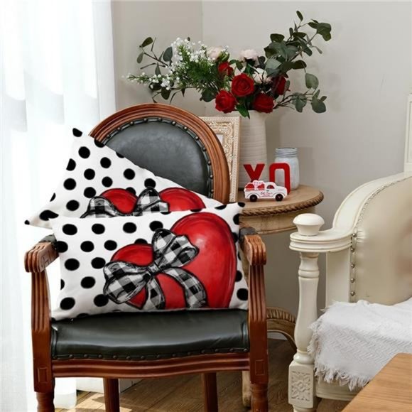 Farmhouse Throw Pillow Covers Valentines Day Decor Decorative Accent Cases Set - Picture 2 of 5